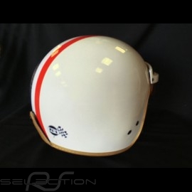 Helm Steve McQueen Elfenbein rote und blaue Streifen