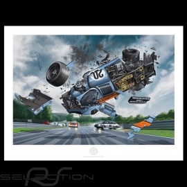 Porsche Poster 917 K n° 20 Gulf Le Mans 1970 crash Steve McQueen