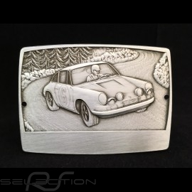 Grille badge Porsche 911 n° 6 engraved metal silver colour