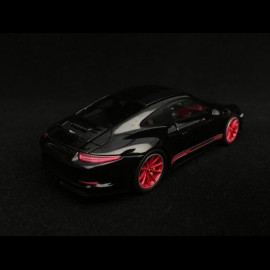Porsche 911 R typ 991 2016 schwarz / schwarze und rote Streifen 1/43 Spark WAX02020054
