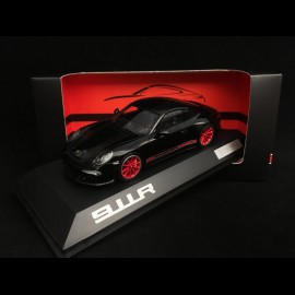 Porsche 911 R typ 991 2016 schwarz / schwarze und rote Streifen 1/43 Spark WAX02020054