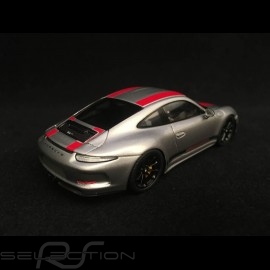 Porsche 911 R typ 991 2016 grau / rote und schwarze Streifen 1/43 Spark WAX02020050
