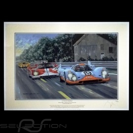 Porsche Poster 917 K n° 19 Gulf 24h du Mans 1971 " La poursuite magnifique "