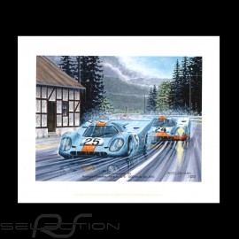 Porsche Poster 917 K n° 25 Gulf  1000km de Spa 1970 " Les funambules "