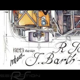 Porsche 934 Turbo Kremer Signature Racing Dijon 1976 N° 7 original drawing by Sébastien Sauvadet
