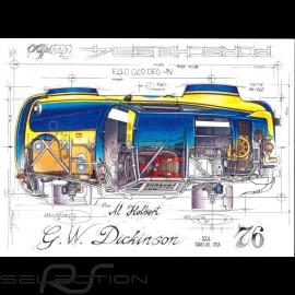 Porsche 934 Turbo G.W. Dickinson SCAA Trans-Am 1976 original drawing by Sébastien Sauvadet