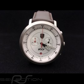Uhr Chrono Porsche 911 Classic weiß / braune Armband Porsche Design WAP0700070F