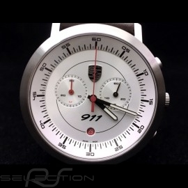 Uhr Chrono Porsche 911 Classic weiß / braune Armband Porsche Design WAP0700070F