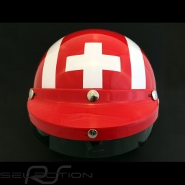 Helm Jo Siffert 1968 replica n° 5 / 100 rot weißen Streifen Schweizer Flagge mit Visier
