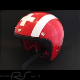 Helmet Jo Siffert 1968 replica n° 5 / 100 red white stripes swiss flag with visor