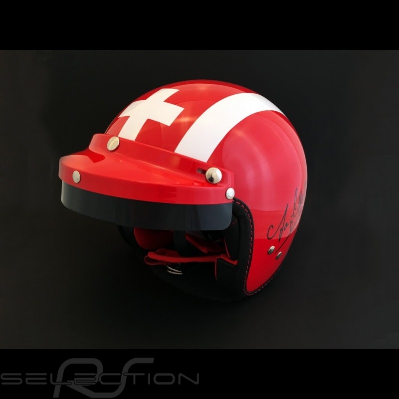 Helmet Jo Siffert 1968 replica n° 5 / 100 red white stripes swiss flag with visor