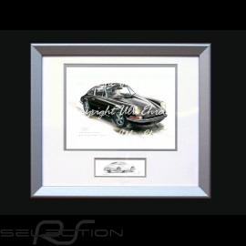 Porsche Poster 911 Classic black with frame limited edition signed by Uli Ehret - 527