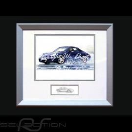 Porsche Poster 911 type 996 Cabrio black with frame limited edition signed by Uli Ehret - 104