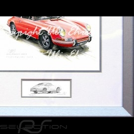 Porsche Poster 911 Classic red with frame limited edition signed by Uli Ehret - 527