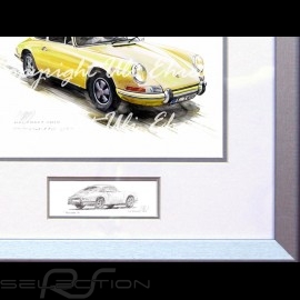 Porsche Poster 911 Classic yellow with frame limited edition signed by Uli Ehret - 527