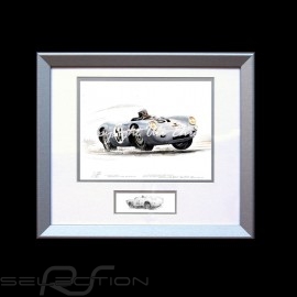 Porsche 550 Le Mans 1955 n° 37 von Frankenberg Aluminium Rahmen mit Schwarz-Weiß Skizze Limitierte Auflage Uli Ehret - 113