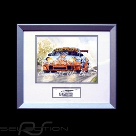 Porsche 911 type 996 GT3 RSR Gulf Ice pole wood frame aluminum with black and white sketch Limited edition Uli Ehret - 107
