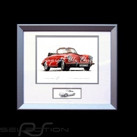 Porsche 356 C Cabriolet red wood frame aluminum with black and white sketch Limited edition Uli Ehret - 139