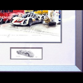 Porsche 906 test Nürburgring Hans Herrmann Aluminium Rahmen mit Schwarz-Weiß Skizze Limitierte Auflage Uli Ehret - 280