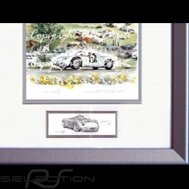 Porsche Poster 718 RS 61 Targa Forio Moss Hill Aluminium Rahmen mit Schwarz-Weiß Skizze Limitierte Auflage Uli Ehret - 136