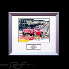Porsche 911 type type 993 Spa red wood frame aluminum with black and white sketch Limited edition Uli Ehret - 650