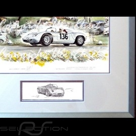 Porsche Poster 718 RS 61 Targa Florio n° 136 große Aluminium Rahmen mit Schwarz-Weiß Skizze Limitierte Auflage Uli Ehret - 357