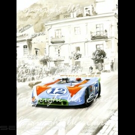 Porsche Poster 908 /03 winner Targa Florio 1970 n° 12 on canvas limited edition signed by Uli Ehret - 371