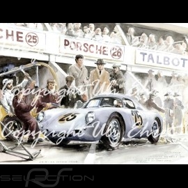 Porsche Poster 550 A Le Mans 1956 n° 25 auf Leinwand limitierte Auflage signiert von Uli Ehret - 309A