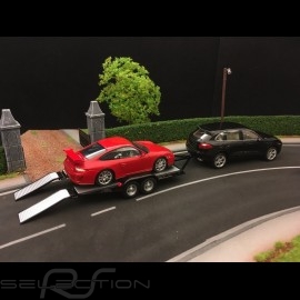 Autotransporter Anhänger für Porsche Doppelachse schwarz 1/43 Greenlight 14302