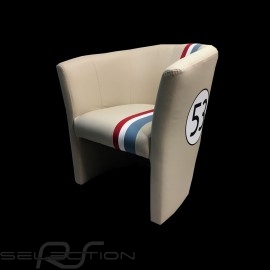 Tub chair Racing Inside n° 53 Herbie off-white / tricolor stripe