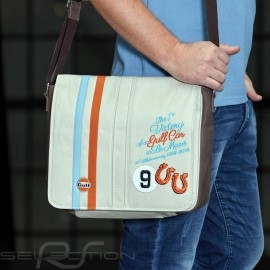Messenger bag Gulf Le Mans 1968 victory beige leather / fabric