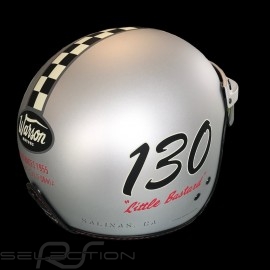 Helmet James Dean n° 130 Little Bastard silver grey / checkered stripe