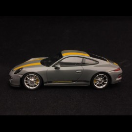 Porsche 911 R type 991 2016 Nardo grey yellow stripes 1/43 Minichamps 413066232