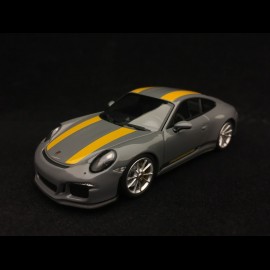 Porsche 911 R type 991 2016 Nardo grey yellow stripes 1/43 Minichamps 413066232