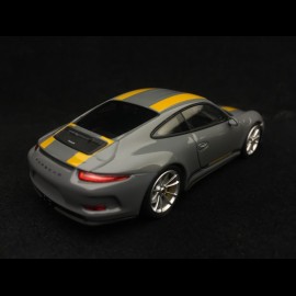 Porsche 911 R type 991 2016 Nardo grey yellow stripes 1/43 Minichamps 413066232