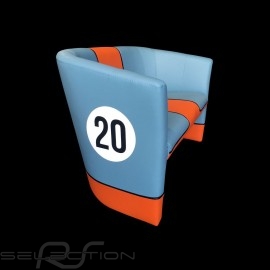 Two-places Tub chair Racing Inside n° 20 blue Racing team / orange