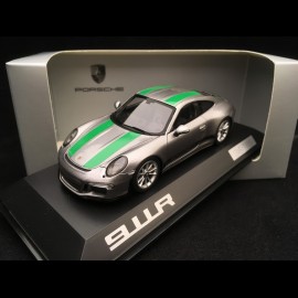 Porsche 911 R 2016 metallic grau / grünen streifen 1/43 SPARK WAP0201460G