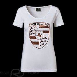 Porsche T-shirt riesen Wappen weiß / gold Porsche WAP822 - Damen