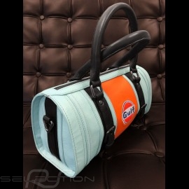 Gulf Handtasche Bowling style blau / orange / schwarz Leder