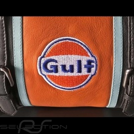 Gulf Handtasche Bowling style blau / orange / schwarz Leder