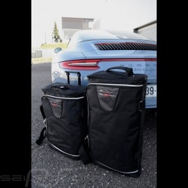 Porsche 991 Reisegepäck Maßgefertigt aus schwarzem Stoff - Trolley und Reisetasche