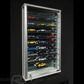 Wall-mounted Display Unit specially conceived to showcase up to 33 Porsche model cars 1/43 scale perfume