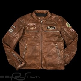 Leather jacket Jo Siffert Classic driver brown - men