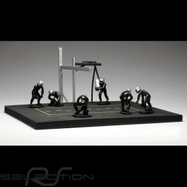 Diorama figurines Set Pit stop 6 mechanics - Black 1/43 IXO FIG003SET