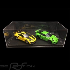 1/12 Vitrine für Porsche Modelle Boden Schwarz Kunstleder mit weißen Nähten premium quality