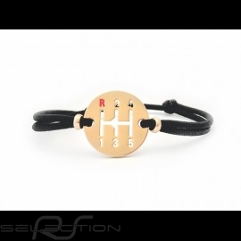 Gearbox Bracelet Gold finish Coloured cord black Made in France