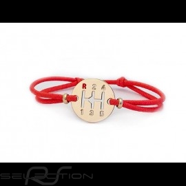 Gearbox Bracelet Gold finish Coloured cord Indian red Made in France