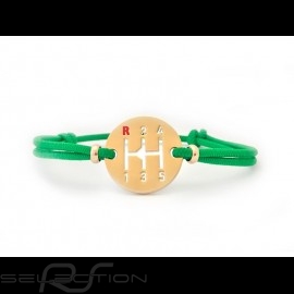 Gearbox Bracelet Gold finish Coloured cord green Made in France
