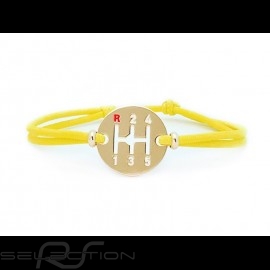 Gearbox Bracelet Gold finish Coloured cord speed yellow Made in France