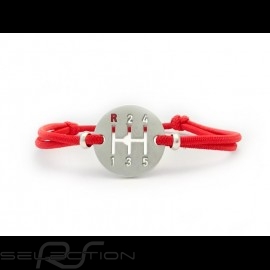 Gearbox Bracelet Silver finish Coloured cord Indian red Made in France